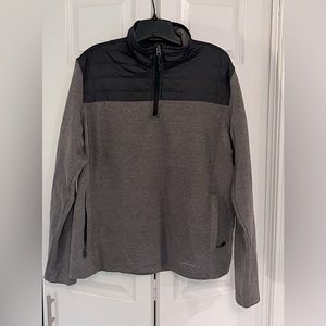 Eddie Bauer Mens Large Gray Quarter Zip Pullover Casual Light Sweater